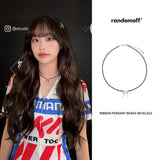 [Celeb pick] リボンペンダントビーズネックレス