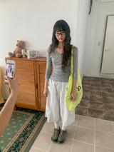 Onepie U-neck/V-neck Side Shirring Three Quarter Sleeve Tee