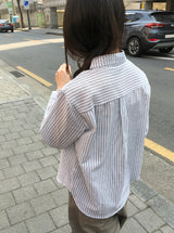 Hiche Stripe Basic Pocket Shirt