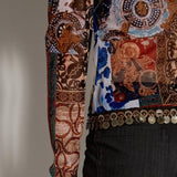 SHEISSHE/PRINTED ASYMMETRICAL SHOULDER T-SHIRTS