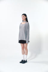 Knit Tie Long Sleeve Set Gray