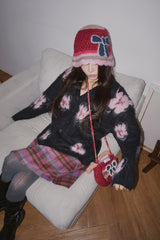 モヘア アザレア フラワー オーバーサイズ フィット カーディガン