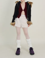 デッカウルフジョットフード付きファーニットジップアップジャケット (Wool Jacket)