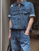Ute Vintage Crop Short Sleeve Denim Jacket