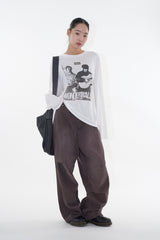 Morrow purple brown wide denim pants