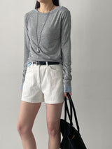 Boatneck Button Loose Fit T-shirt