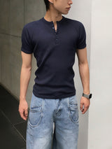 ティブ マッスルフィットヘンリーネック半袖Tシャツ 5C