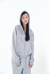 Pearl Hoodie Zip-Up Gray