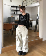フェイド染色ウォッシュ加工マルチカーゴパンツ