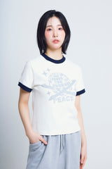 ユニバーサルプリント ½Tシャツ (ivory/navy)