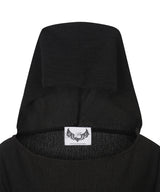 GRAPHIC OFF SHOULDER KNIT HOODED_BLACK