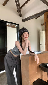 Bold Shoulder Stripe Sleeveless T-shirt