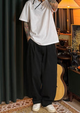 A-line Curved Wide Cotton Pants 3COLOR