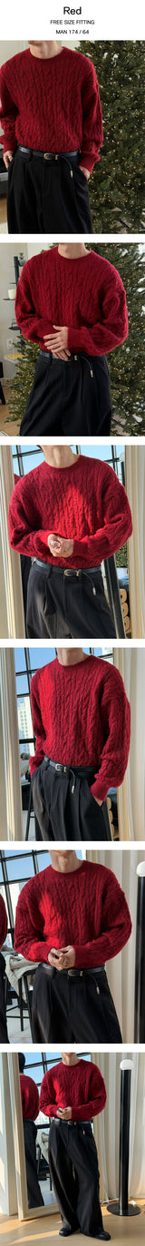 [Unisex] Angora cable knit(4color)