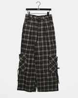 Maku check pocket long wide pants
