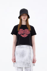 HEART LOGO CROP T-SHIRT / BLACK