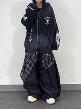 ノンフェイドチェックレイヤードデニムパンツ