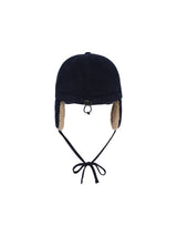 C Logo Fleece Trapper Cap Navy