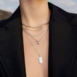 シルバーフラットSリンクチェーン ロジウムメッキ + 925シルバーネックレス N068-01H