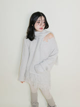 プードルデムーアテスターダメージ長袖ニットドレス (Muffler Set)