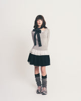 dot frill layered top / gray