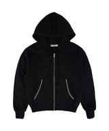 C VELVET LOGO FLEECE ZIP-UP HOODIE_BLACK