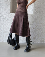 Autumn Stripe Flare Midi Skirt