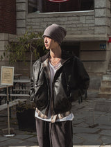 Lokia Crop Leather Jacket