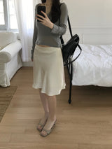 Glue Satin Midi Skirt (2 colors)