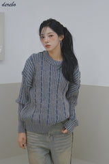 Retro-strip loose fit knitwear