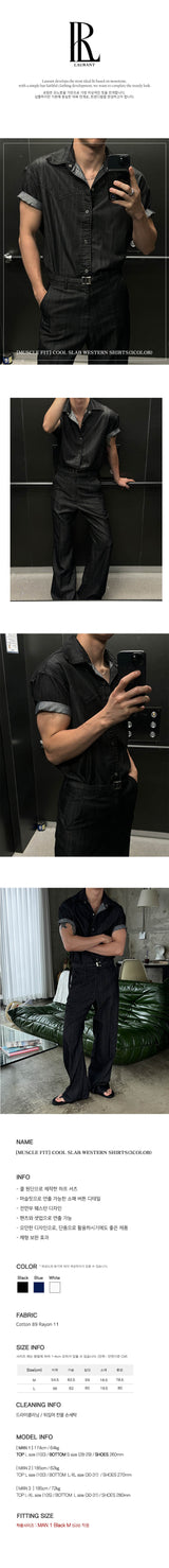 [MUSCLE FIT] Cool slab western shirts(3color)