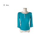 26SS★ [MADE] Oeun Round Button Three Quarter Sleeve T-Shirt