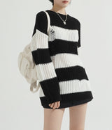 Damage Stripe Over-fit Knit