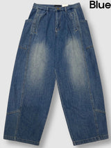 Side pin tuck balloon wide denim