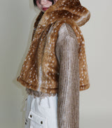 Tier Bambi Fake Fur Hooded Vest (Short Quilted)