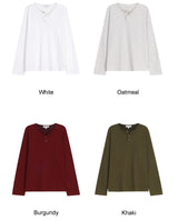 DN Henley Neck Waffle Long Sleeve T-shirt