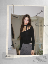 Square Neck Strap Line Long Sleeve Tee
