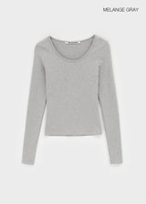 [B-BASIC] ソフトフリースUネック長袖Tシャツ (2SIZE)