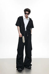 Wrinkled Patchwork Layered Trousers