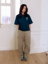 スマイリングキャットTシャツ_ティール