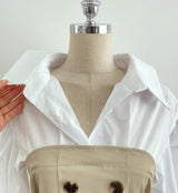 Muel Shirt Color Matching Layered Trench One Piece