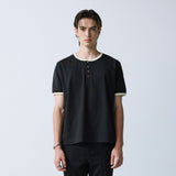 ヘンリーネックコンチョリンガーTシャツ ブラック