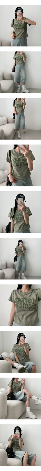 Tシャツピグメントクロップ半袖Tシャツ (3 colors)