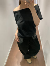 Moro オフショルダーTシャツ  (4color)
