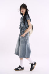 Faded vintage bermuda denim pants