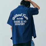dustin chain stitch bowling shirt navy