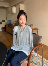 [unisex] アンリウォーマーヘンリーネックオーバー長袖Tシャツ