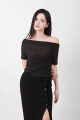 See-Through Ribbon Top Black