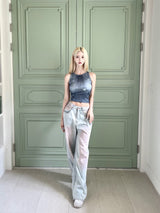 1335. Pink washing denim wide pt