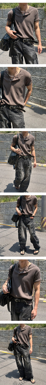 [S/S] ピグメントクロップマッスルヘンリーネックTシャツ(4color)